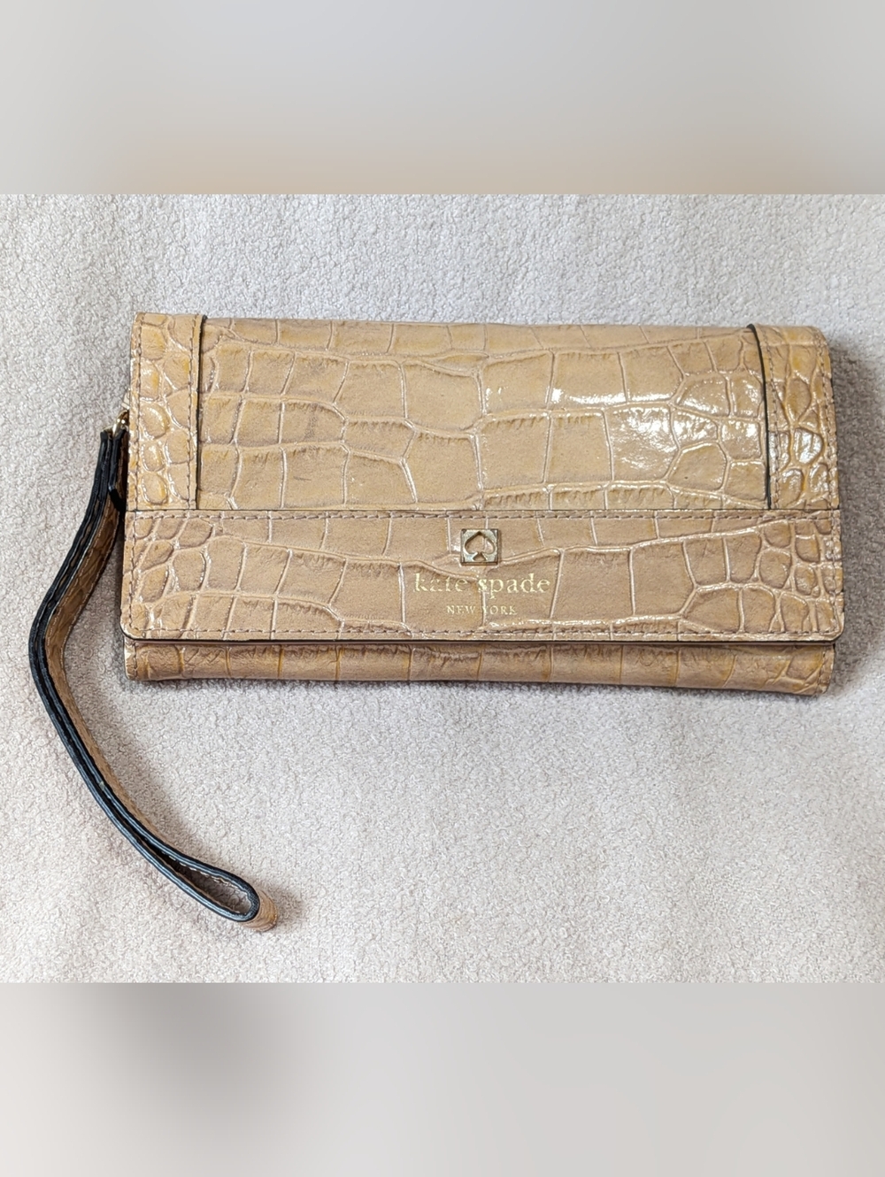 Kate Spade Croc Embossed Leather Wristlet Wallet